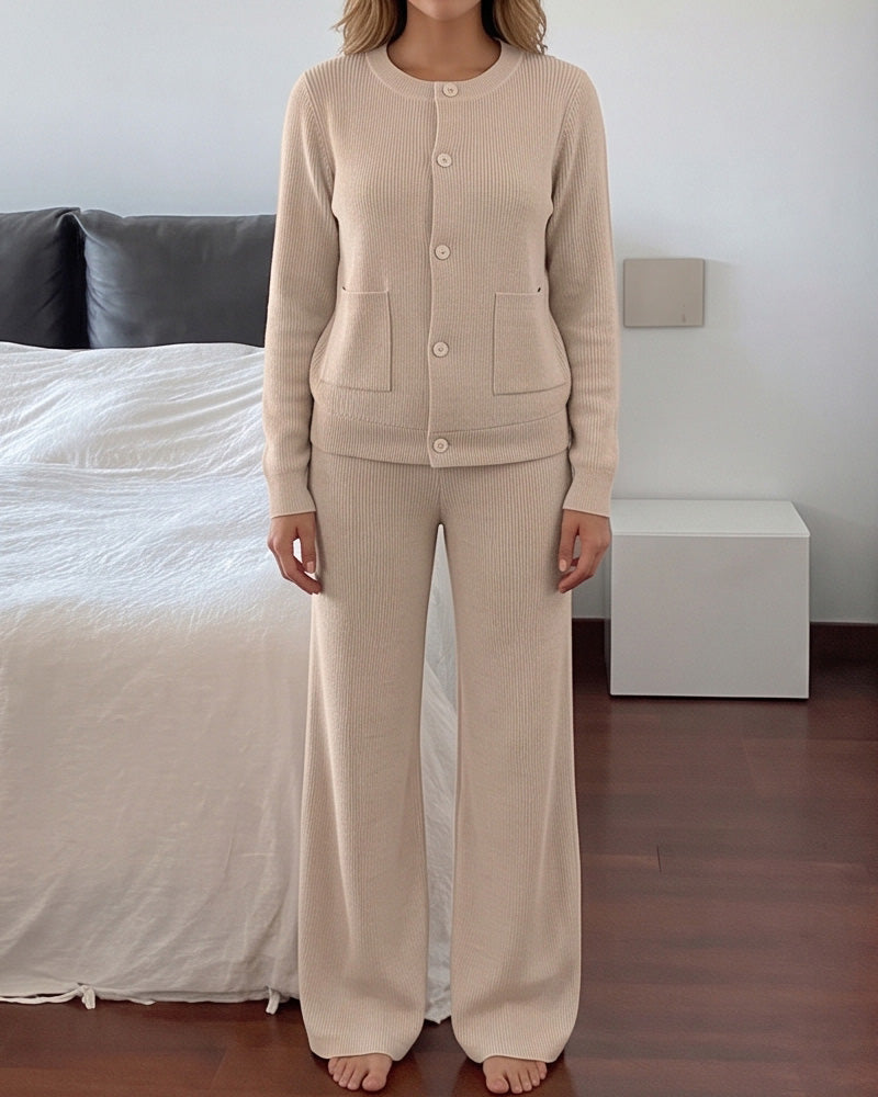 Willluxe® Casual 2-Piece Knitted Sweater & Wide-Leg Pants Set