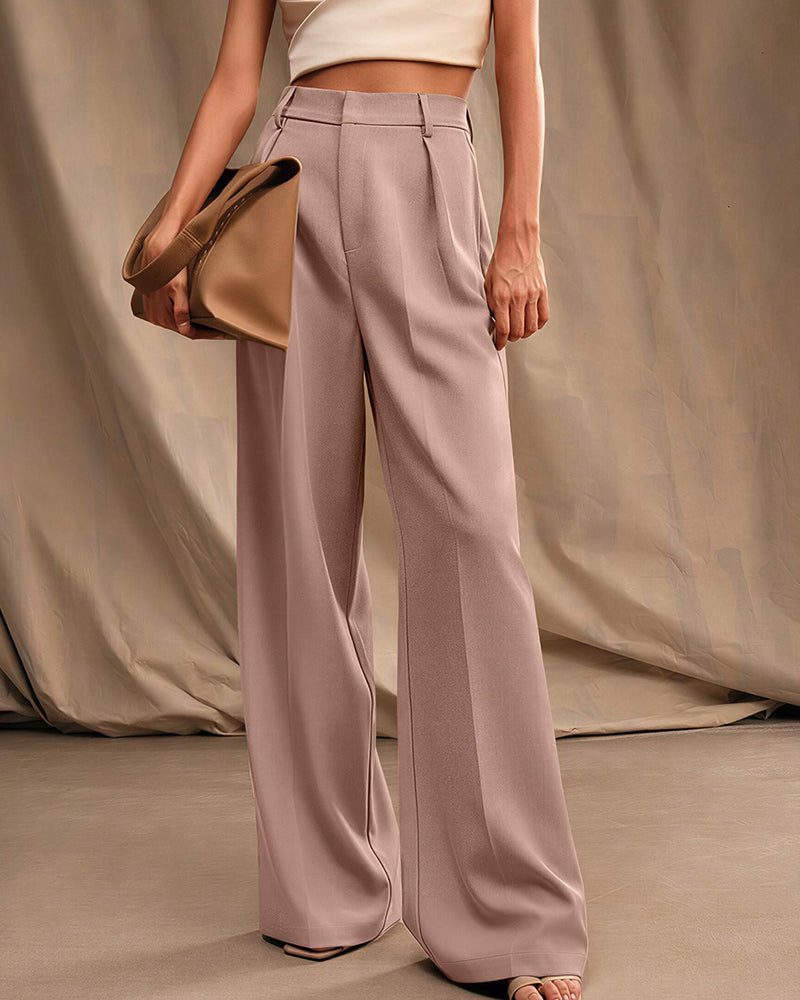 Willluxe® High-Waist Wide-Leg Casual Suit Pants
