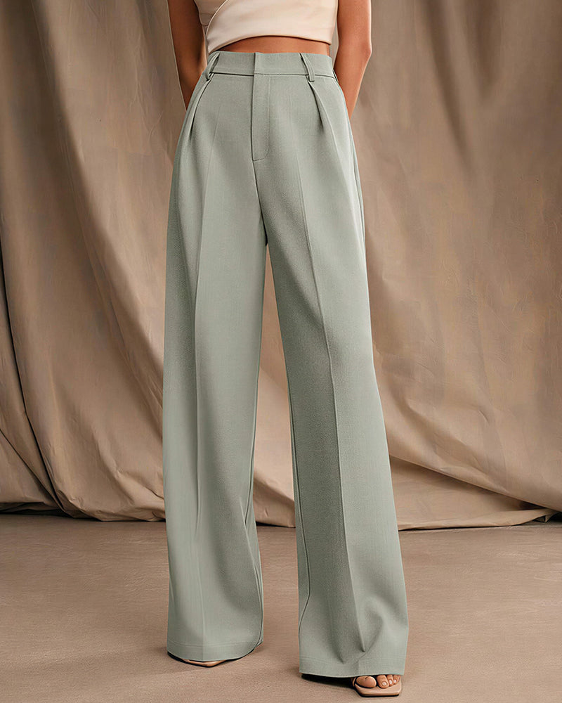 Willluxe® High-Waist Wide-Leg Casual Suit Pants