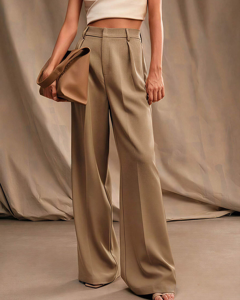 Willluxe® High-Waist Wide-Leg Casual Suit Pants