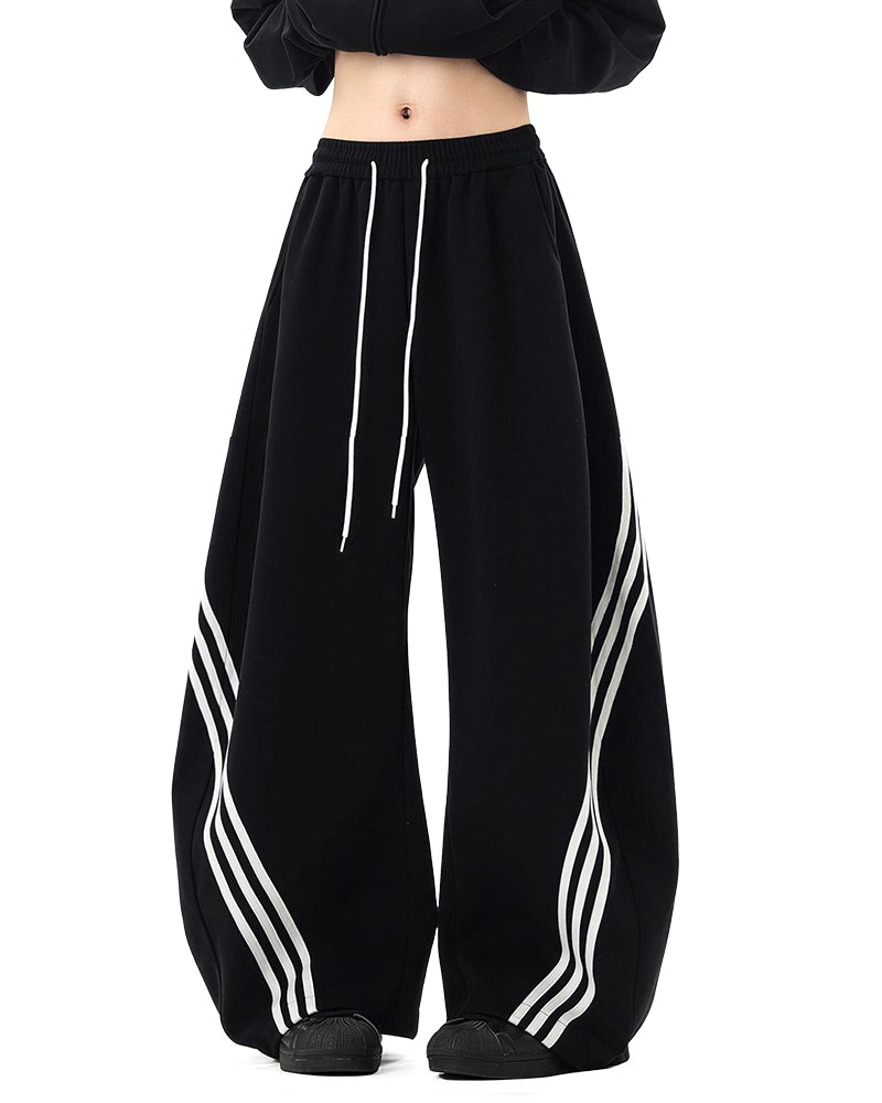 Willluxe® Oversized 3-Stripe Wide Leg Sweatpants