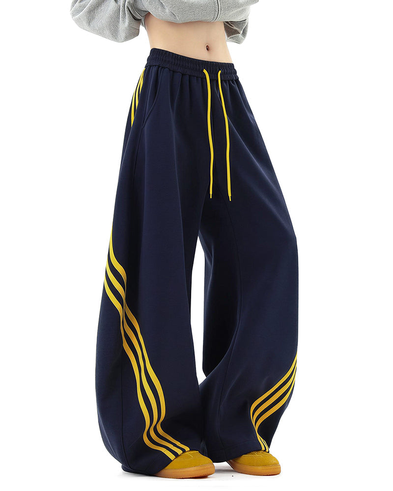 Willluxe® Oversized 3-Stripe Wide Leg Sweatpants