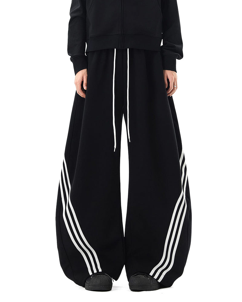 Willluxe® Oversized 3-Stripe Wide Leg Sweatpants