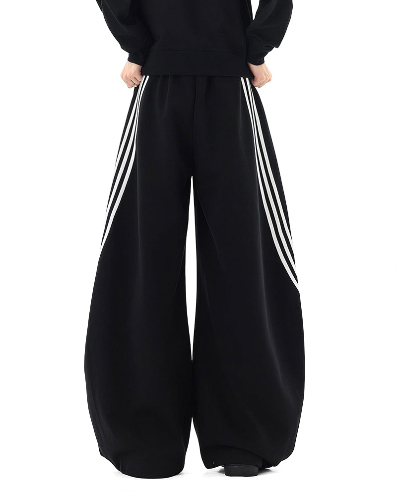Willluxe® Oversized 3-Stripe Wide Leg Sweatpants