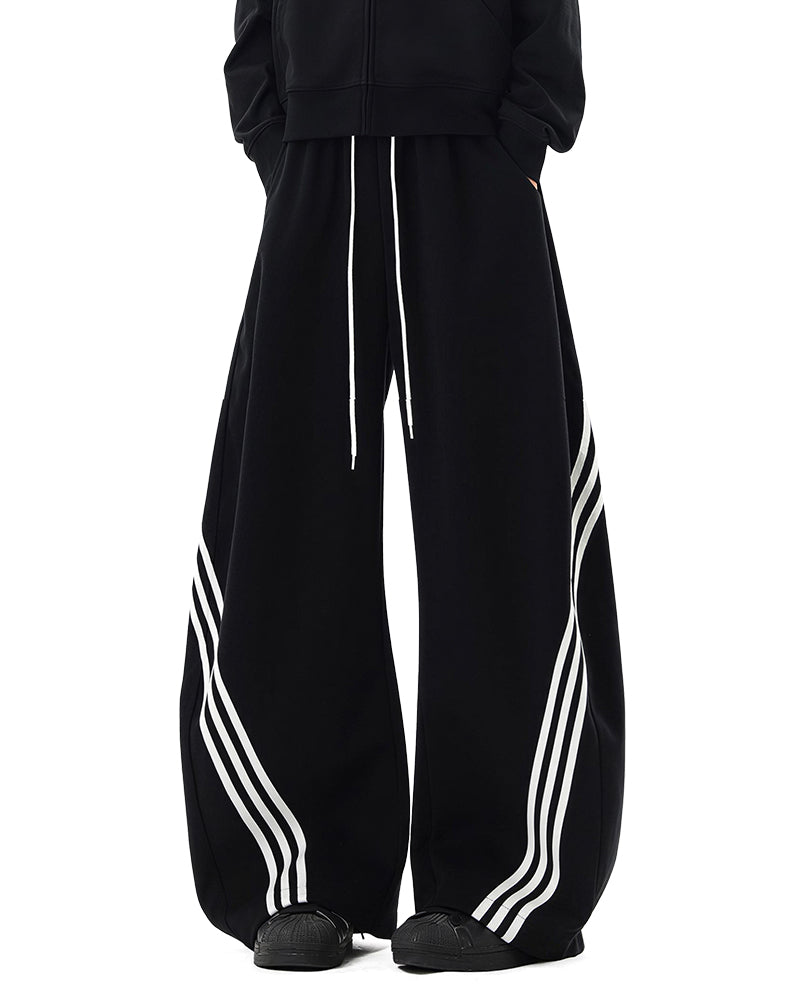 Willluxe® Oversized 3-Stripe Wide Leg Sweatpants