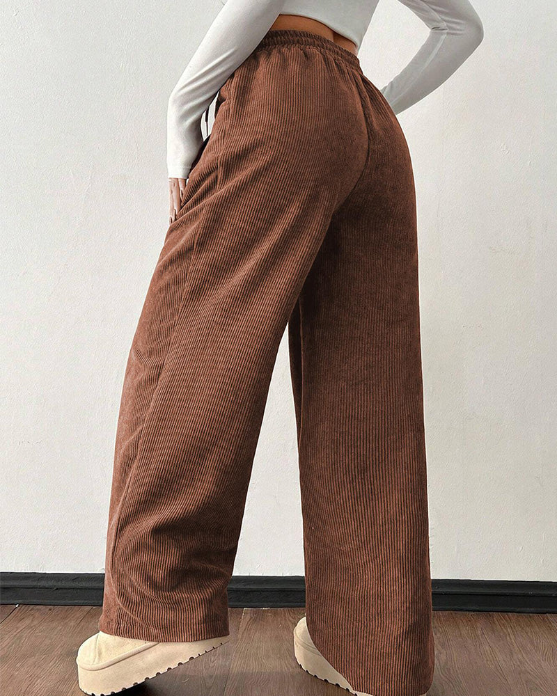 Willluxe® Vintage Corduroy Wide Leg Lounge Pants with Drawstring