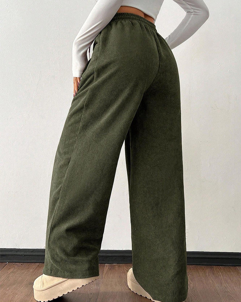 Willluxe® Vintage Corduroy Wide Leg Lounge Pants with Drawstring