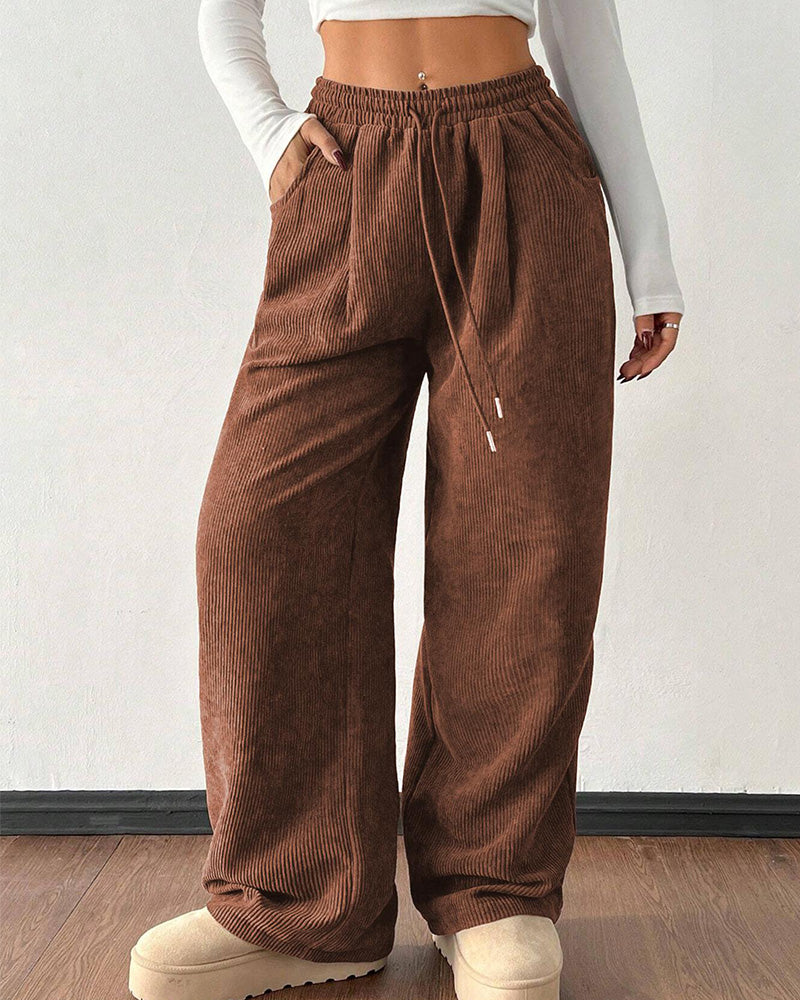 Willluxe® Vintage Corduroy Wide Leg Lounge Pants with Drawstring