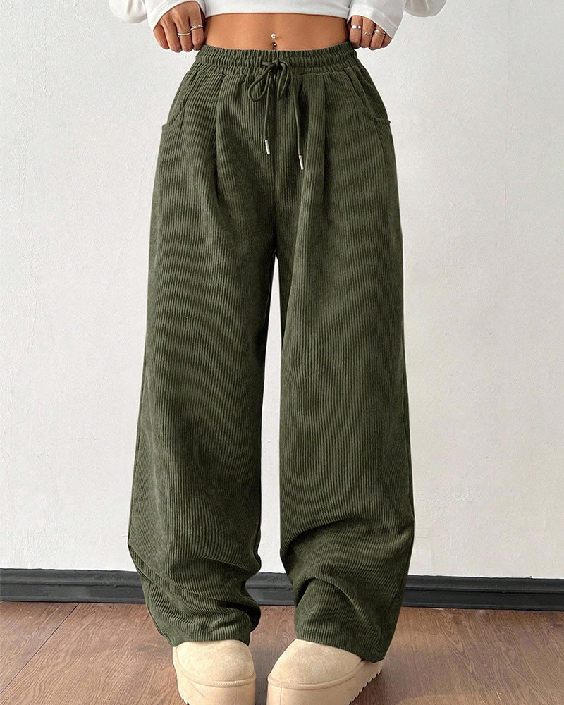 Willluxe® Vintage Corduroy Wide Leg Lounge Pants with Drawstring
