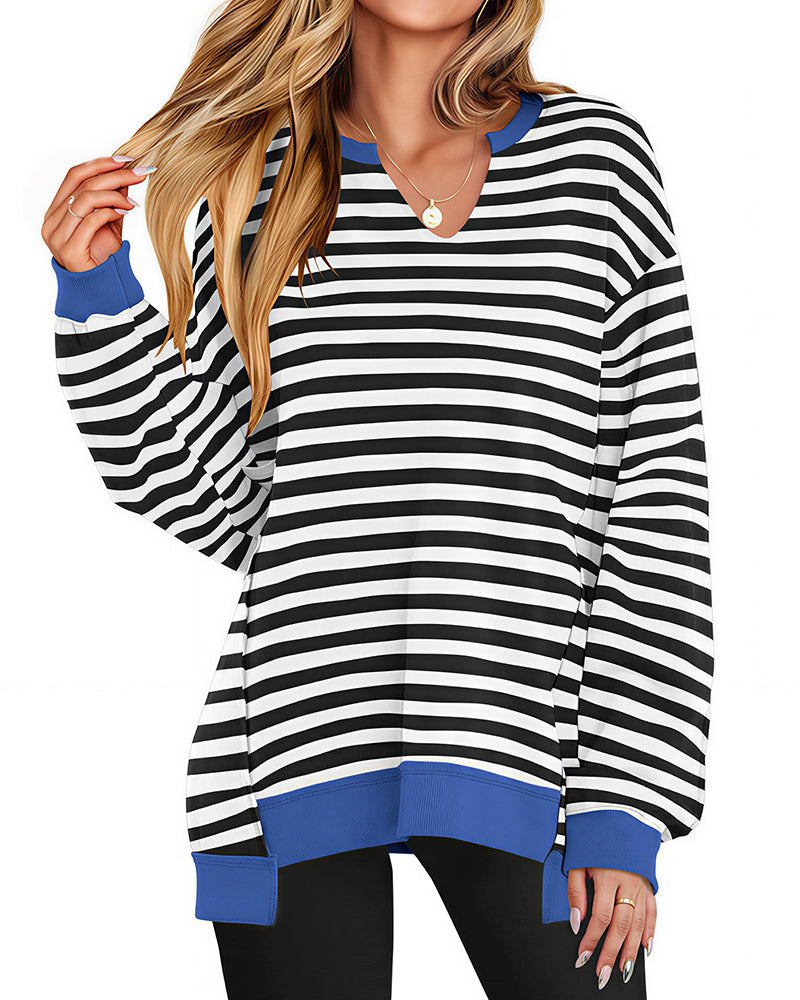 Willluxe® Effortless Notch Neck Oversized Sweatshirt