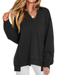 Willluxe® Effortless Notch Neck Oversized Sweatshirt