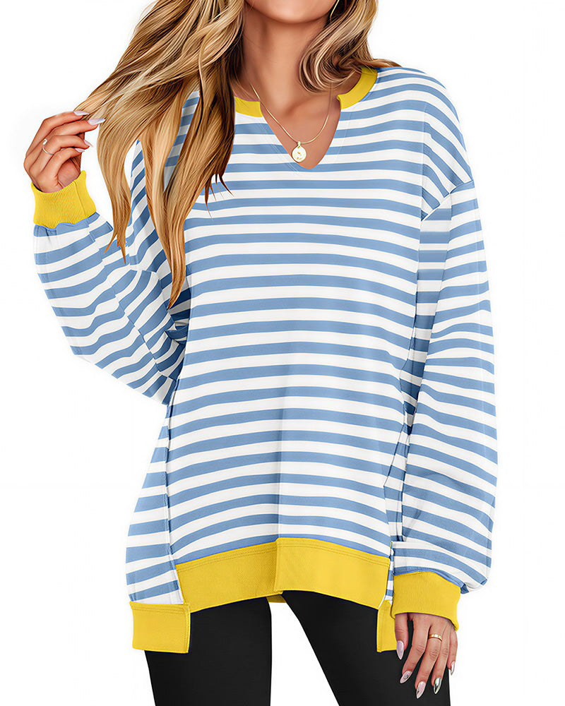 Willluxe® Effortless Notch Neck Oversized Sweatshirt