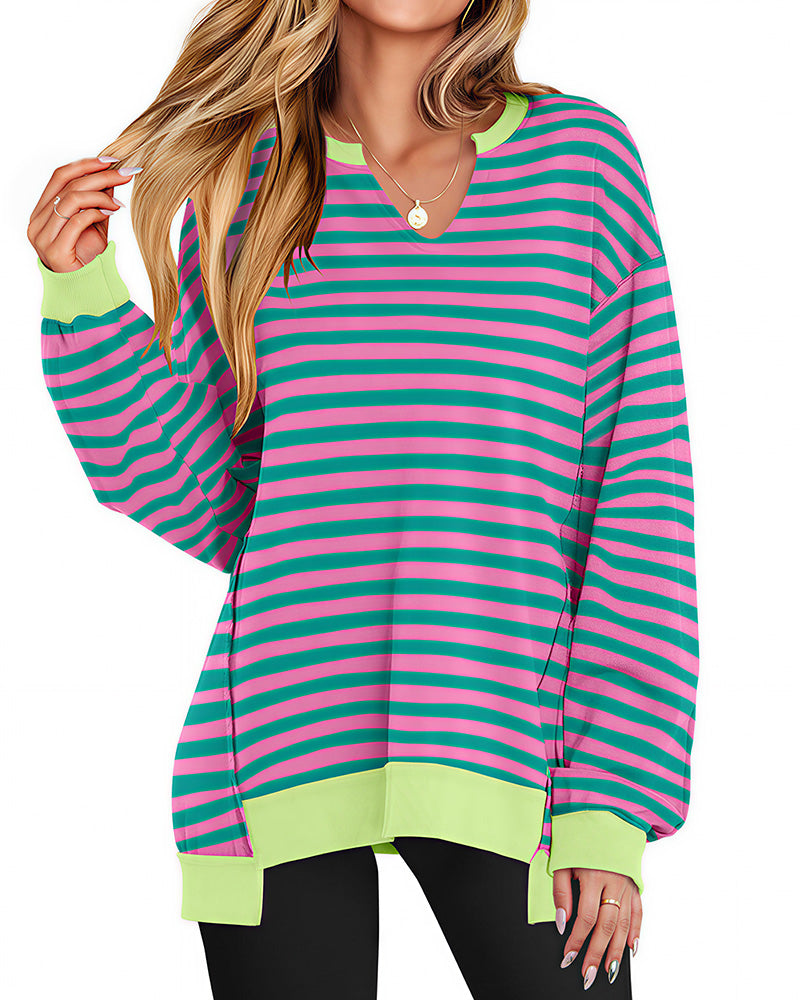Willluxe® Effortless Notch Neck Oversized Sweatshirt