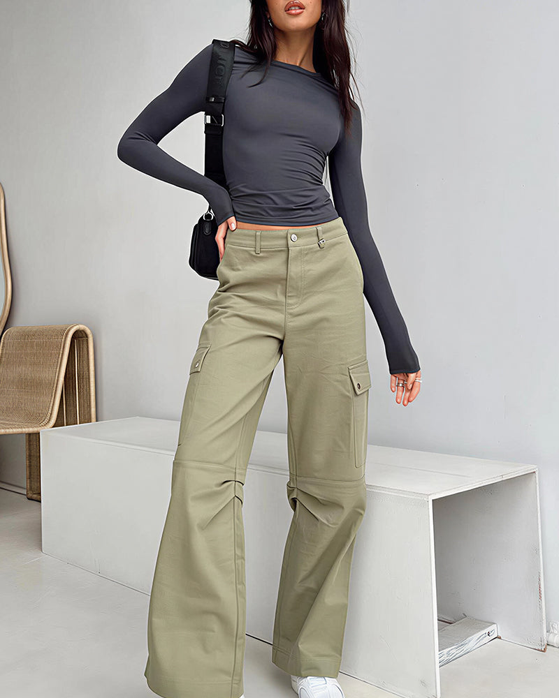 Willluxe® Essential Slim Fit Long Sleeve Crew Neck Crop Top