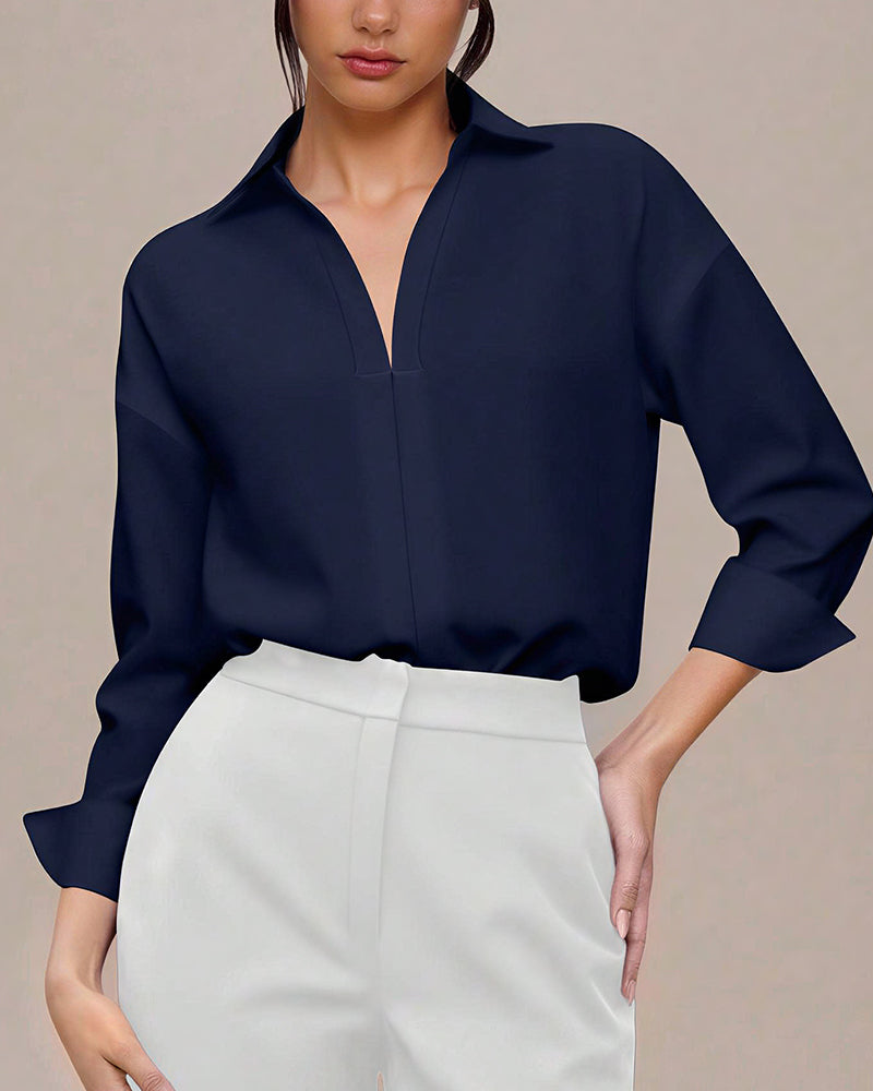 Willluxe® The Effortless Draped Collared Bodysuit