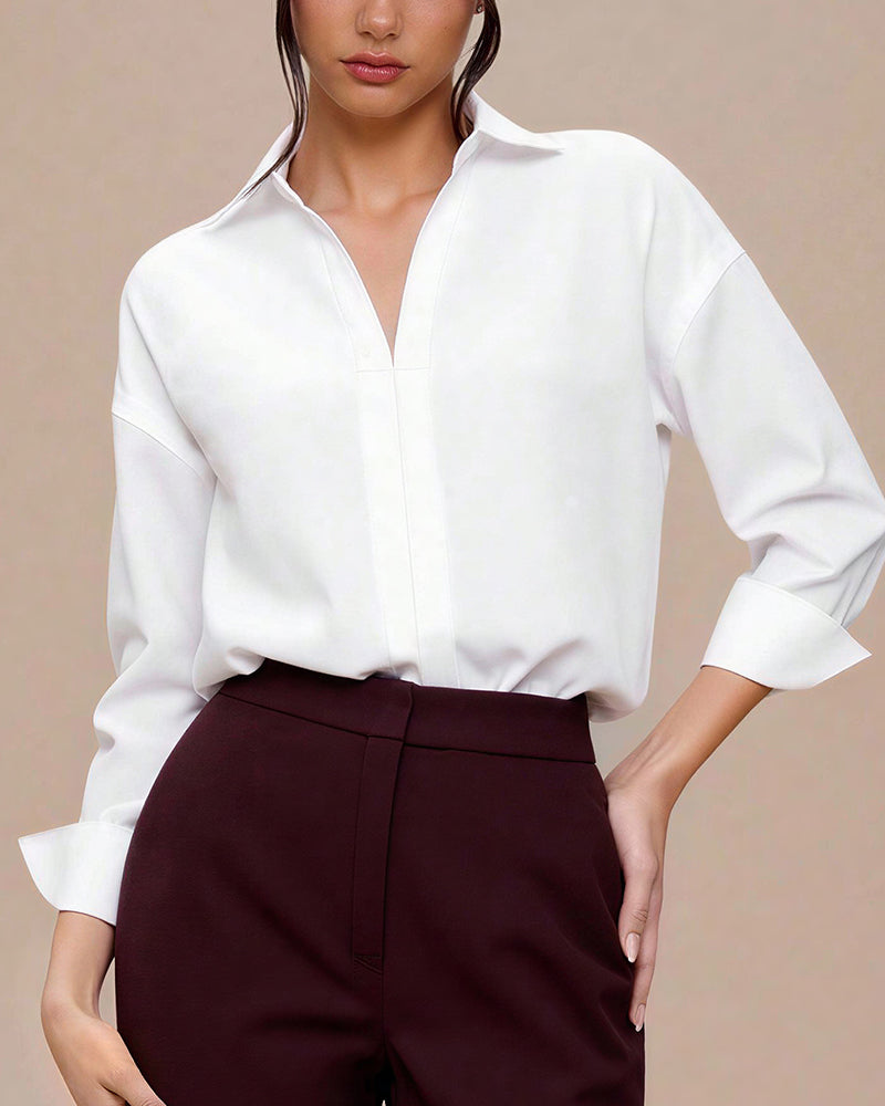 Willluxe® The Effortless Draped Collared Bodysuit