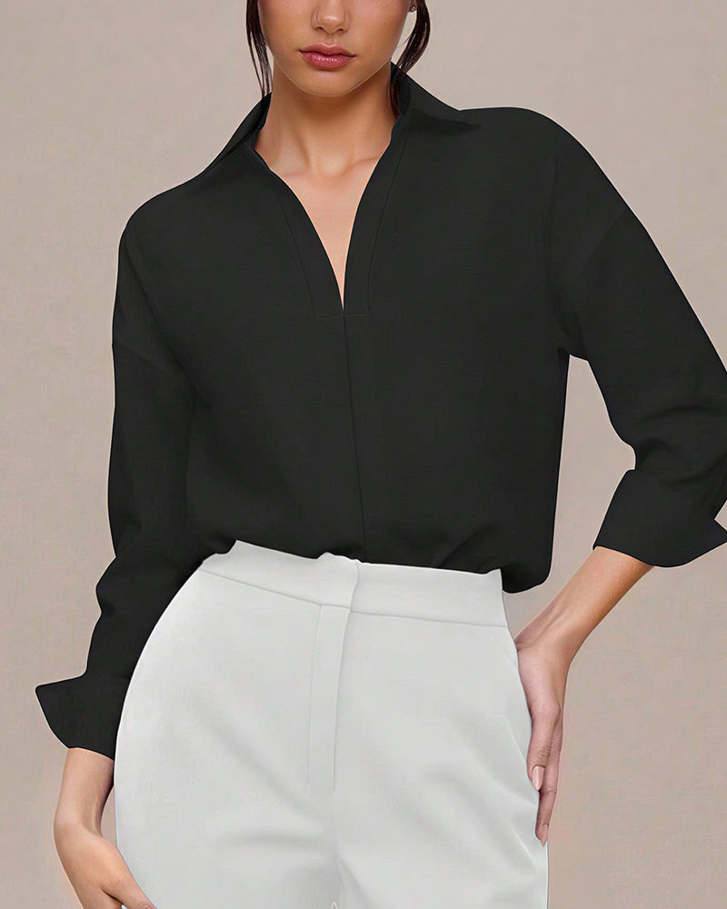 Willluxe® The Effortless Draped Collared Bodysuit