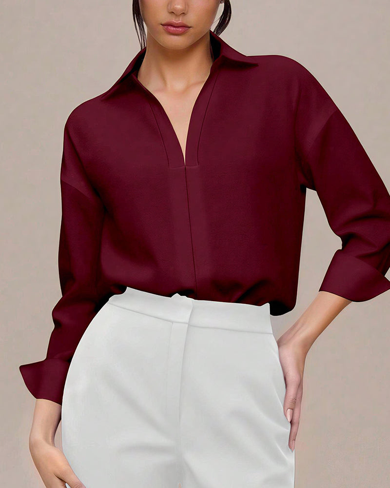 Willluxe® The Effortless Draped Collared Bodysuit