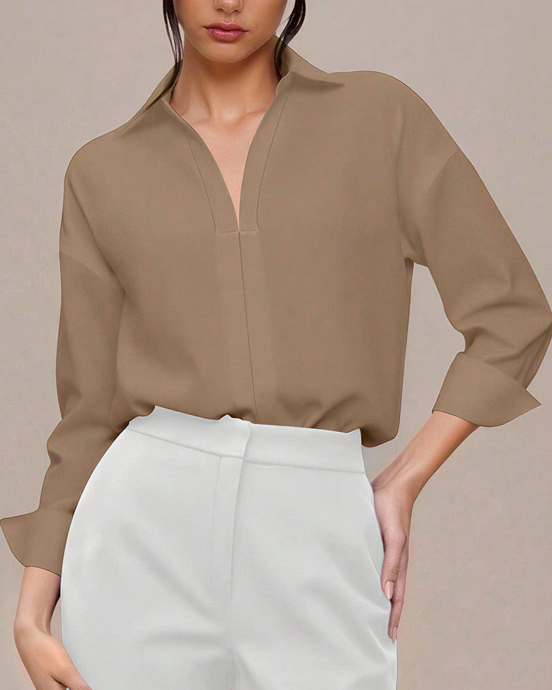 Willluxe® The Effortless Draped Collared Bodysuit