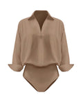 Willluxe® The Effortless Draped Collared Bodysuit
