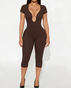 Willluxe® Deep-U Curve-Hugging Jumpsuit
