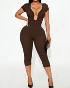Willluxe® Deep-U Curve-Hugging Jumpsuit