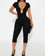 Willluxe® Deep-U Curve-Hugging Jumpsuit