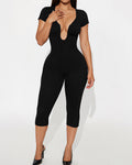 Willluxe® Deep-U Curve-Hugging Jumpsuit