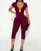 Willluxe® Deep-U Curve-Hugging Jumpsuit