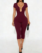 Willluxe® Deep-U Curve-Hugging Jumpsuit
