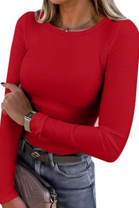 Willluxe® Essential Ribbed Long Sleeve Crewneck Top