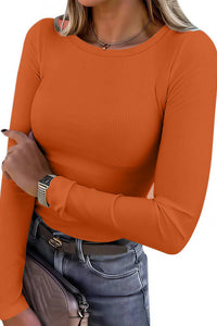 Willluxe® Essential Ribbed Long Sleeve Crewneck Top