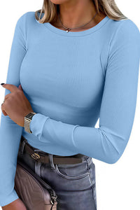 Willluxe® Essential Ribbed Long Sleeve Crewneck Top