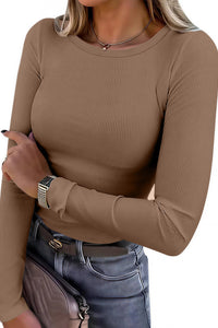 Willluxe® Essential Ribbed Long Sleeve Crewneck Top