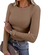 Willluxe® Essential Ribbed Long Sleeve Crewneck Top