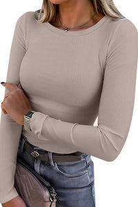 Willluxe® Essential Ribbed Long Sleeve Crewneck Top