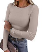 Willluxe® Essential Ribbed Long Sleeve Crewneck Top