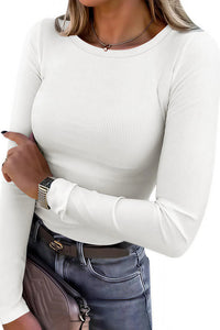 Willluxe® Essential Ribbed Long Sleeve Crewneck Top