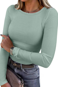 Willluxe® Essential Ribbed Long Sleeve Crewneck Top