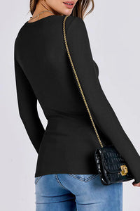 Willluxe® Essential Ribbed Long Sleeve Crewneck Top