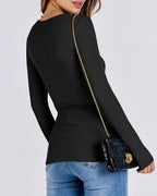Willluxe® Essential Ribbed Long Sleeve Crewneck Top