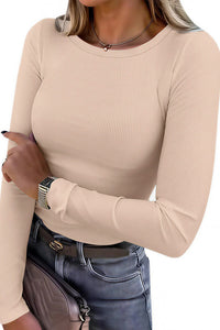 Willluxe® Essential Ribbed Long Sleeve Crewneck Top