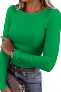 Willluxe® Essential Ribbed Long Sleeve Crewneck Top