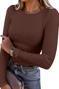 Willluxe® Essential Ribbed Long Sleeve Crewneck Top
