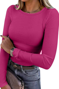 Willluxe® Essential Ribbed Long Sleeve Crewneck Top