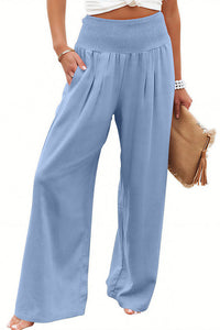 Willluxe® Breezy Cotton Smocked Wide Leg Pants