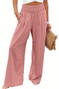 Willluxe® Breezy Cotton Smocked Wide Leg Pants