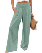 Willluxe® Breezy Cotton Smocked Wide Leg Pants
