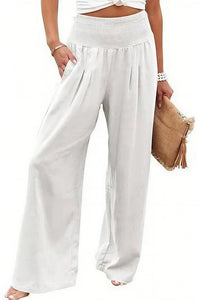 Willluxe® Breezy Cotton Smocked Wide Leg Pants