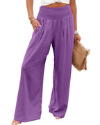 Willluxe® Breezy Cotton Smocked Wide Leg Pants